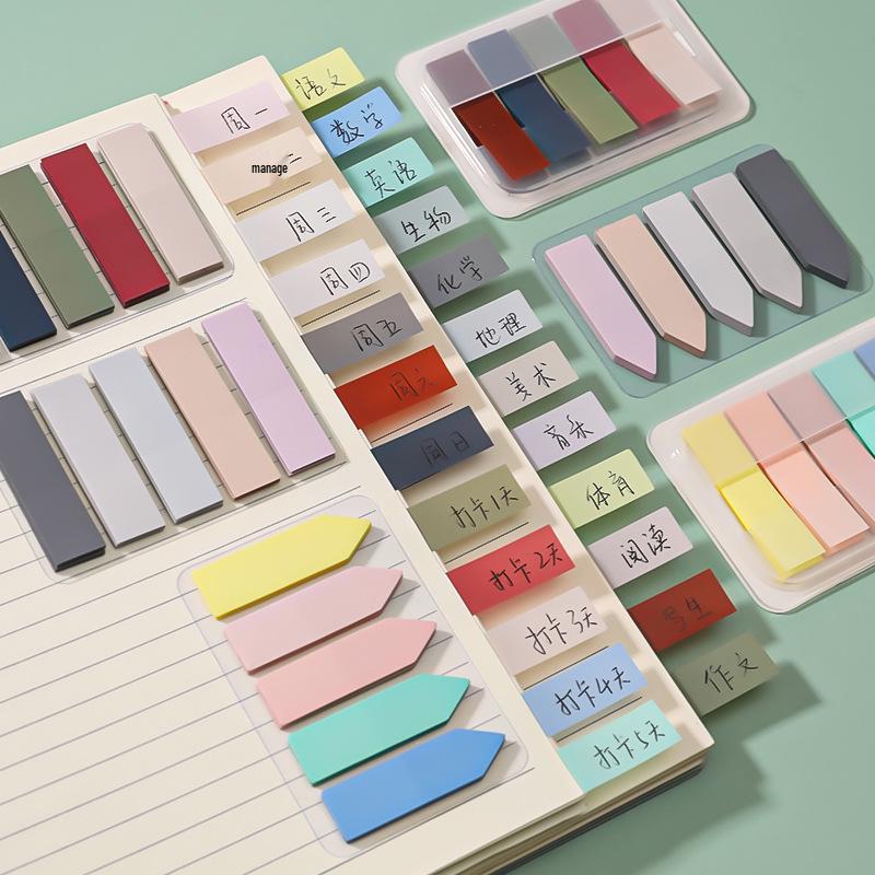 Morandi Color Index and Fluorescent Sticky Notes for Students: Highlight and Categorize with Stationery Labels