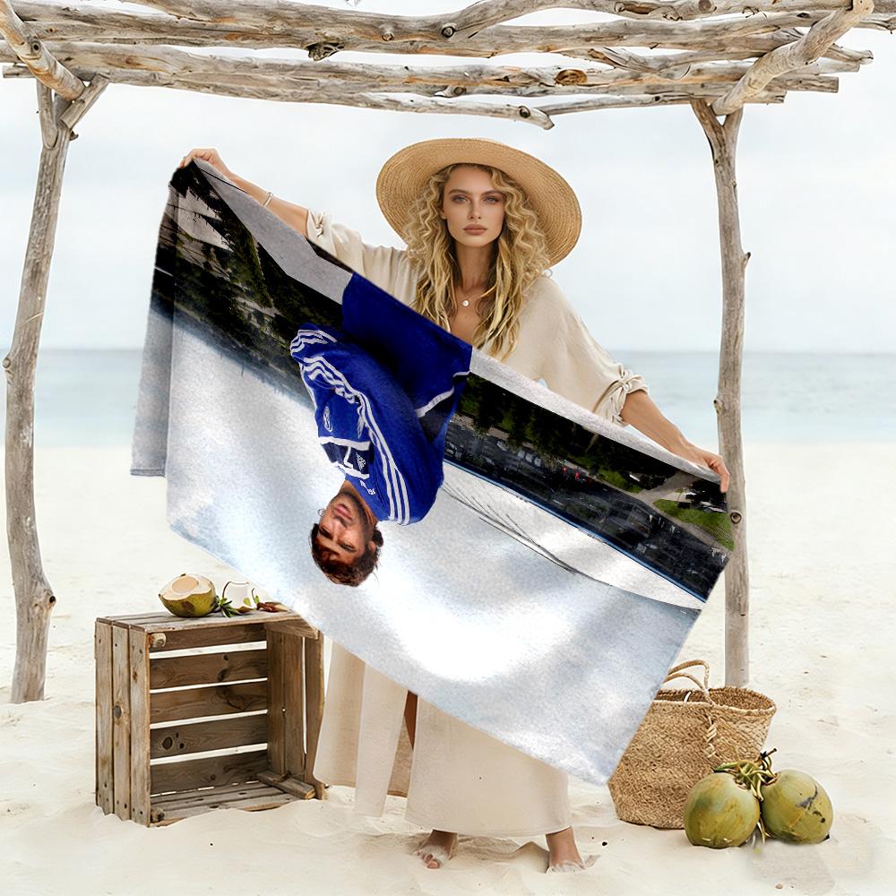 Football Player Rooftop Stadium. Beach Towel High Absorbency & Quick-Dry Comfortable Lightweight