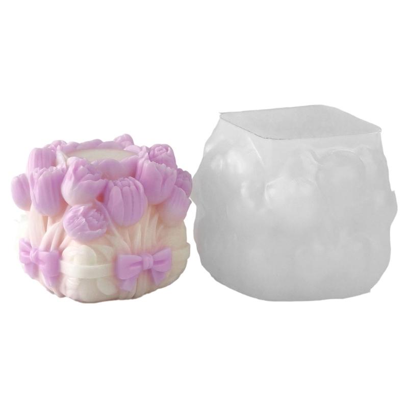 Embossed Flower Candle Silicone Molds Food Grade Silicone Easy Demold for Epoxy Resin Candle Soap Chocolate Baking Mould
