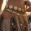 Vintage Stammesmünz-Fransen-Taille Bauchkette Boho Vergoldete Mehrschichtige Körperkette für Frauen Festival Bauchtanz Schmuck