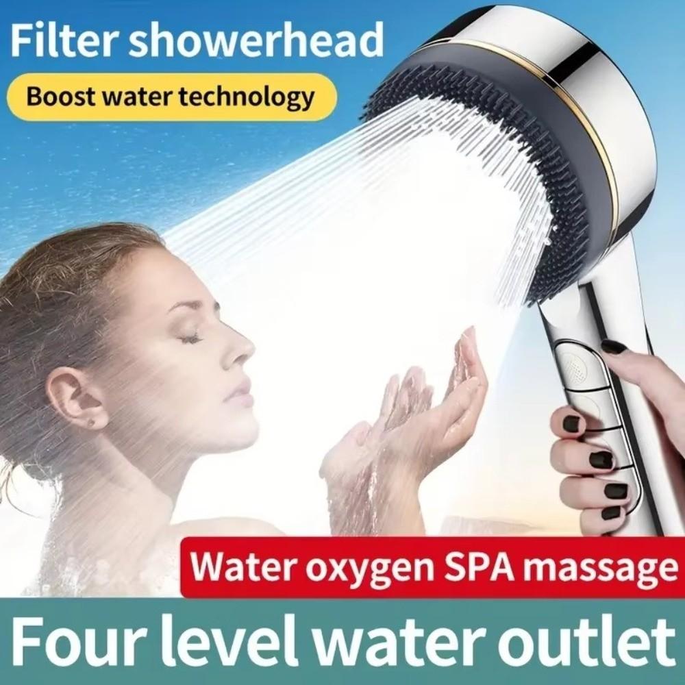 One-Key Stop Water Shower Head 4 Modes Massage Shower Head  Bathroom Accessories