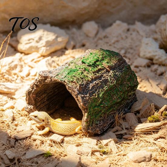 Reptile Supplies for Tanks Hideout Cave, Tree Trunk Gecko Lizard Realistic Arched Habitat Decoration Bark Hideaway Spiders Tortoises Tank Terrarium