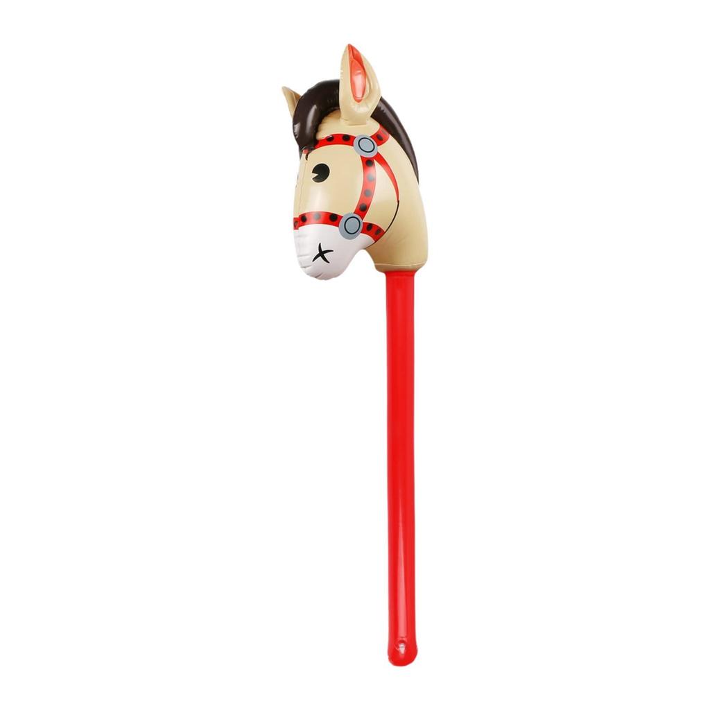 Inflatable Stick Horse, Horse Riding Stick ,Lovely Horse Head Stick ,Balloon Blowing Up Stick Toy, for Cowboy Party