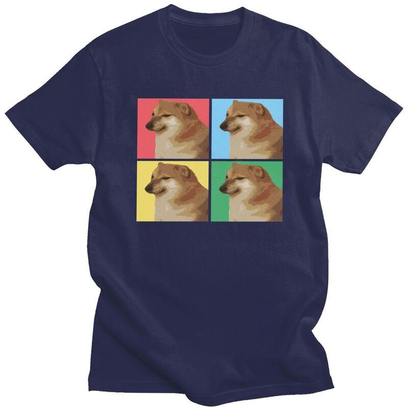 Custom Vaporwave Aesthetic Cheems T Shirts Men 100 Cotton Tees Shiba Inu Doge Meme Tshirt ShortSleeve Fashion Tshirt Clothing