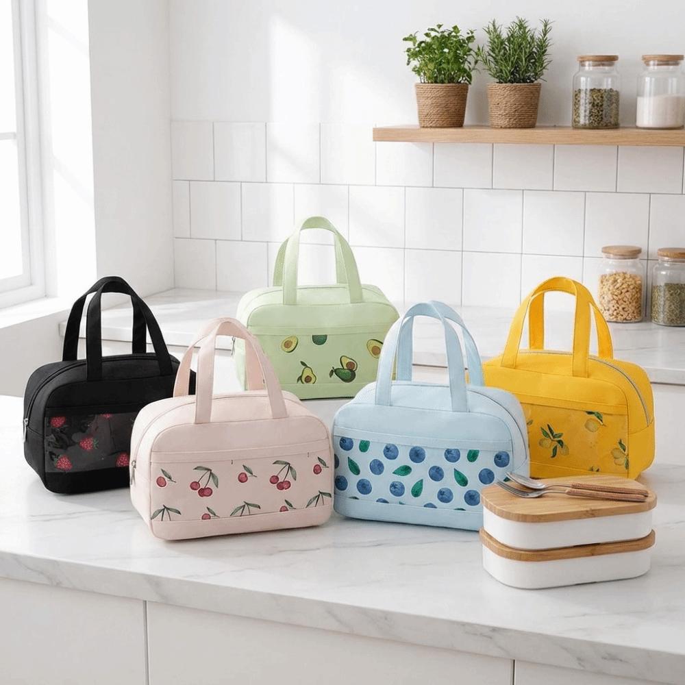 Aluminium Foil Fruit Printed Lunch Bag Leak-Proof Food Storage Pouch Insulated Cooler Bag  School