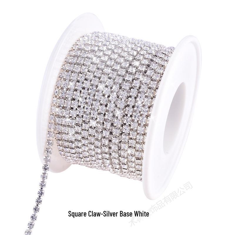 Colorful Rhinestone Claw Chain for Phone Cases, Nail Art, Apparel, & Wedding Dress Accessories