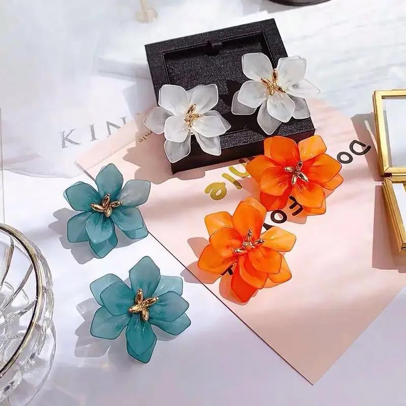 Sommer Kreative Geschenke Übertriebene Acrylblume Feiertags-Ohrringe Süße Wassertropfen-Ohrringe Statement Schmuck Accessoires Geschenke