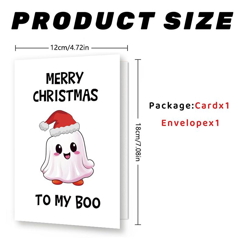 1pc Cute Christmas Card For Him, Merry Christmas Card For Husband Boyfriend, Spooky Xmas Holiday Card, Merry Christmas To My Boo