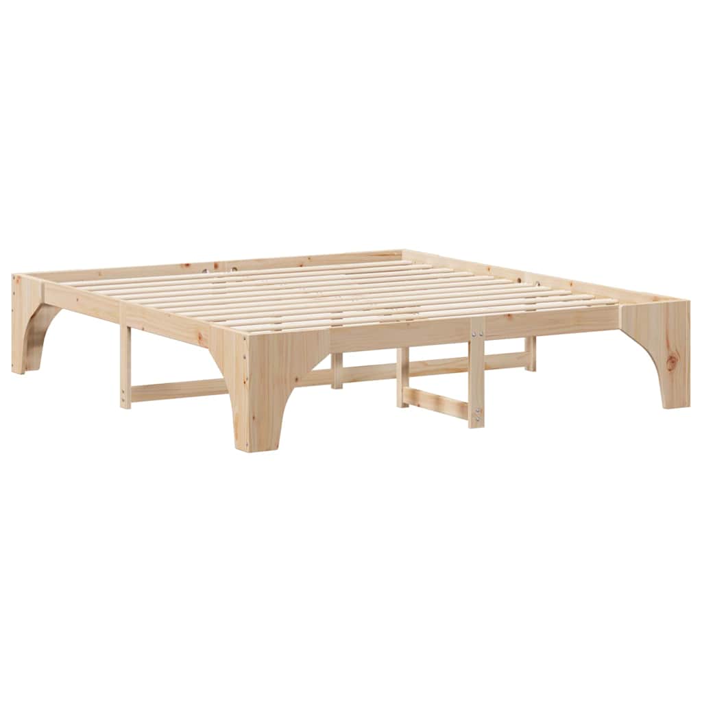 Brown Bed Frame 180 x 200 cm Solid Pine Wood