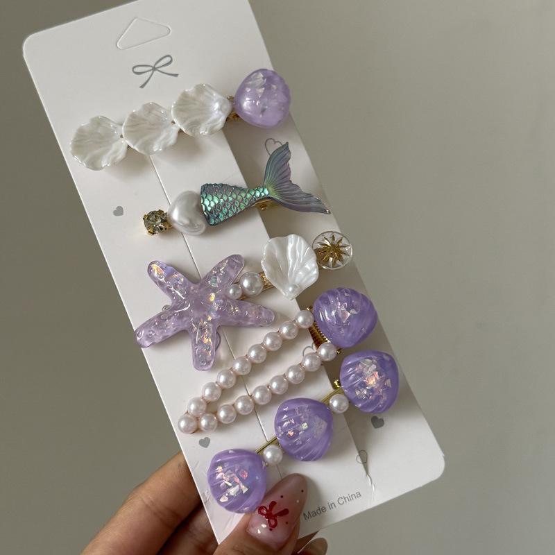 5 Pcs/Set Mermaid Starfish Shell Hairpins Girls Cute Hair Clips Hairgrips for Women Barrettes Hair Styling Tool Hair Accessories