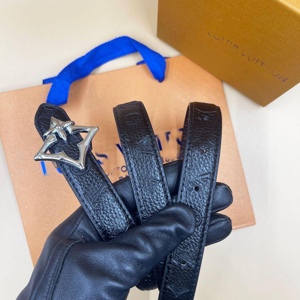 New Women's Embossed Genuine Leather Double-Sided Thin Casual Belt