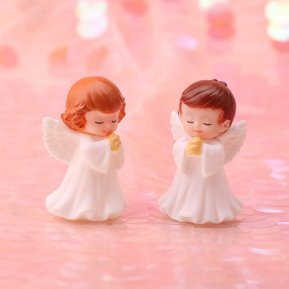 4Pcs Praying Angels Figurines, 2.55 inch Praying Angel Mini Plastic Angel Figurines for Garden Statue Home Decoration