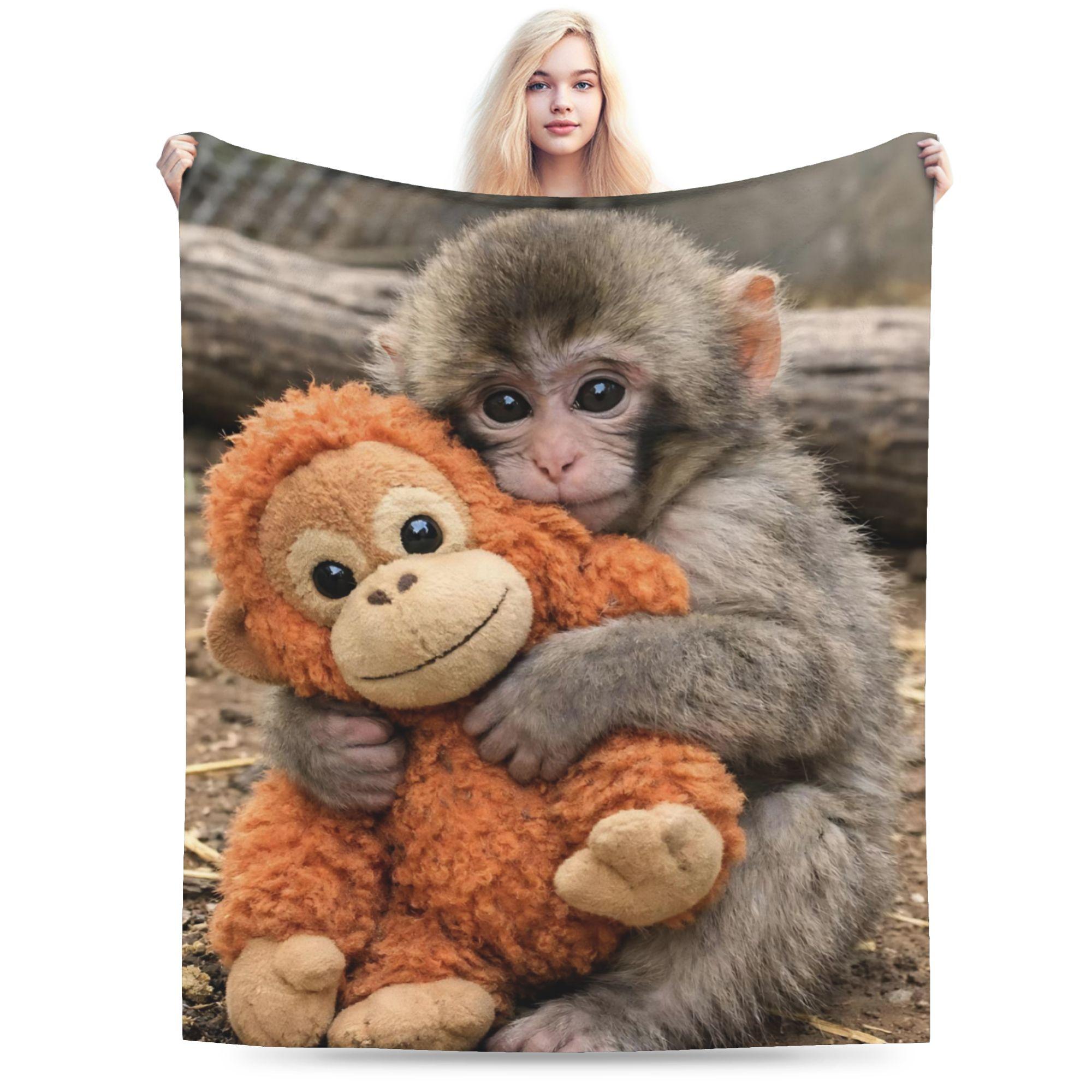 

Funny Monkey Cartoon Blanket Warm Cozy Fluffy Throw Blankets for Sofa 50x60 Inch Multi-size Bedspreads 75x90cm