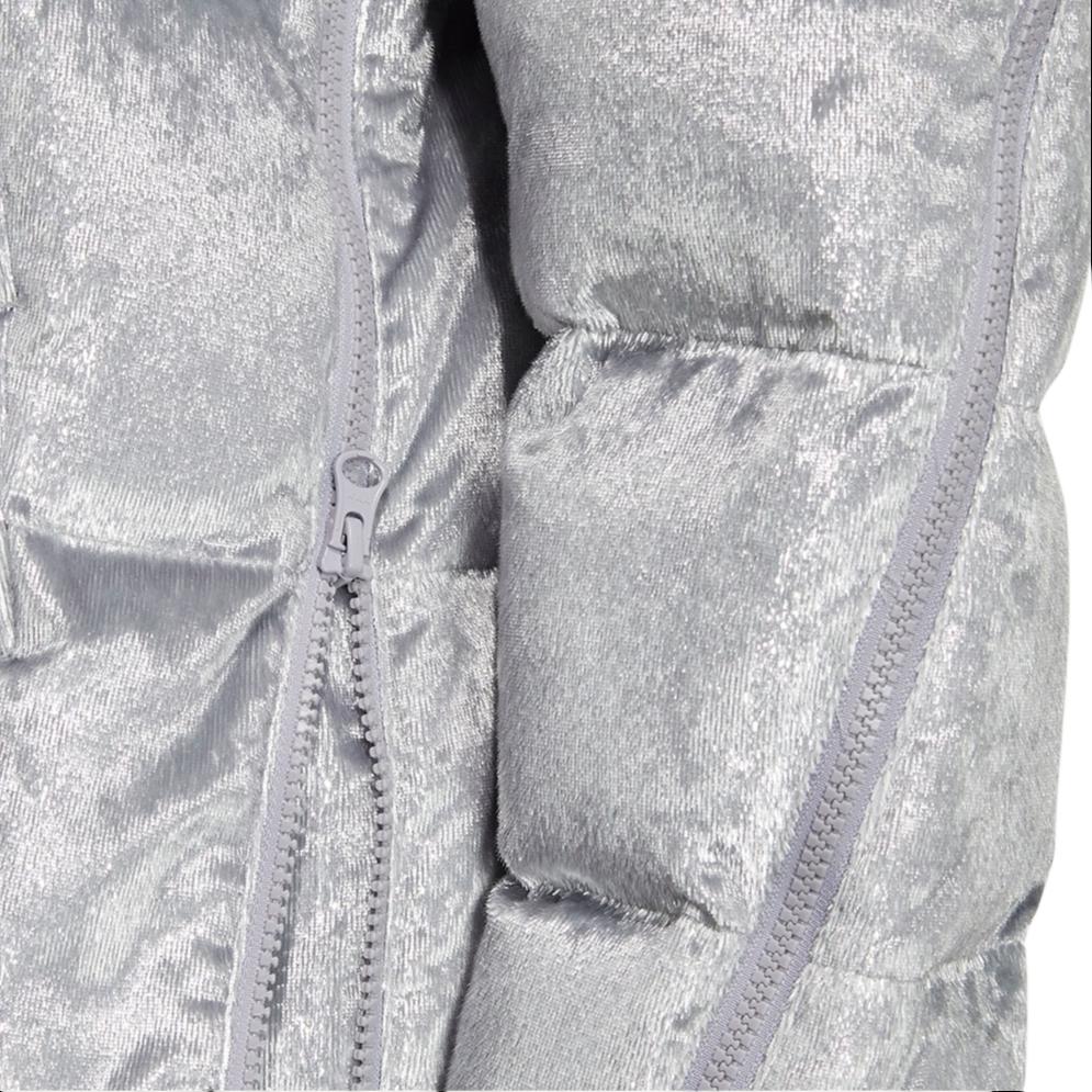 Adidas Originals Logo Embroidered Shiny Down Jacket Women Outerwear Silver H37077