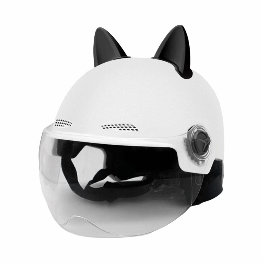Casco Eléctrico Ajustable para Coche Decoración de Orejas de Gato Casco de Equitación Casco de Motocicleta Mujer