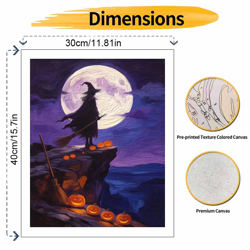 Digital Halloween oil painting moon pumpkin art coloring painting handmade diy home decoration painting