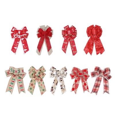 Christmas Bowknot Velvet Cloth Line Tree Decorative Ornament Pendant for Festival Holiday Party Decor Supplies