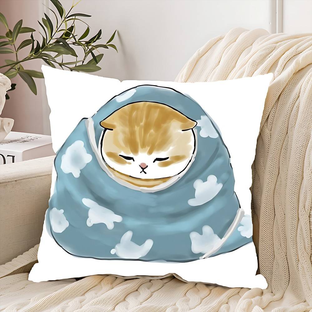 Hand Drawn Cute Cat Pillow Case Elegant Couple Home Living Room Bedroom Decorative Rectangle Pillowcase Sofa Cushion Cover