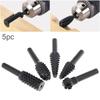 5pc Black Woodworking Wolf Tooth Stick Silver Rotary File DIY Grinding Accessories Set Electric Grinding Head Tool Set