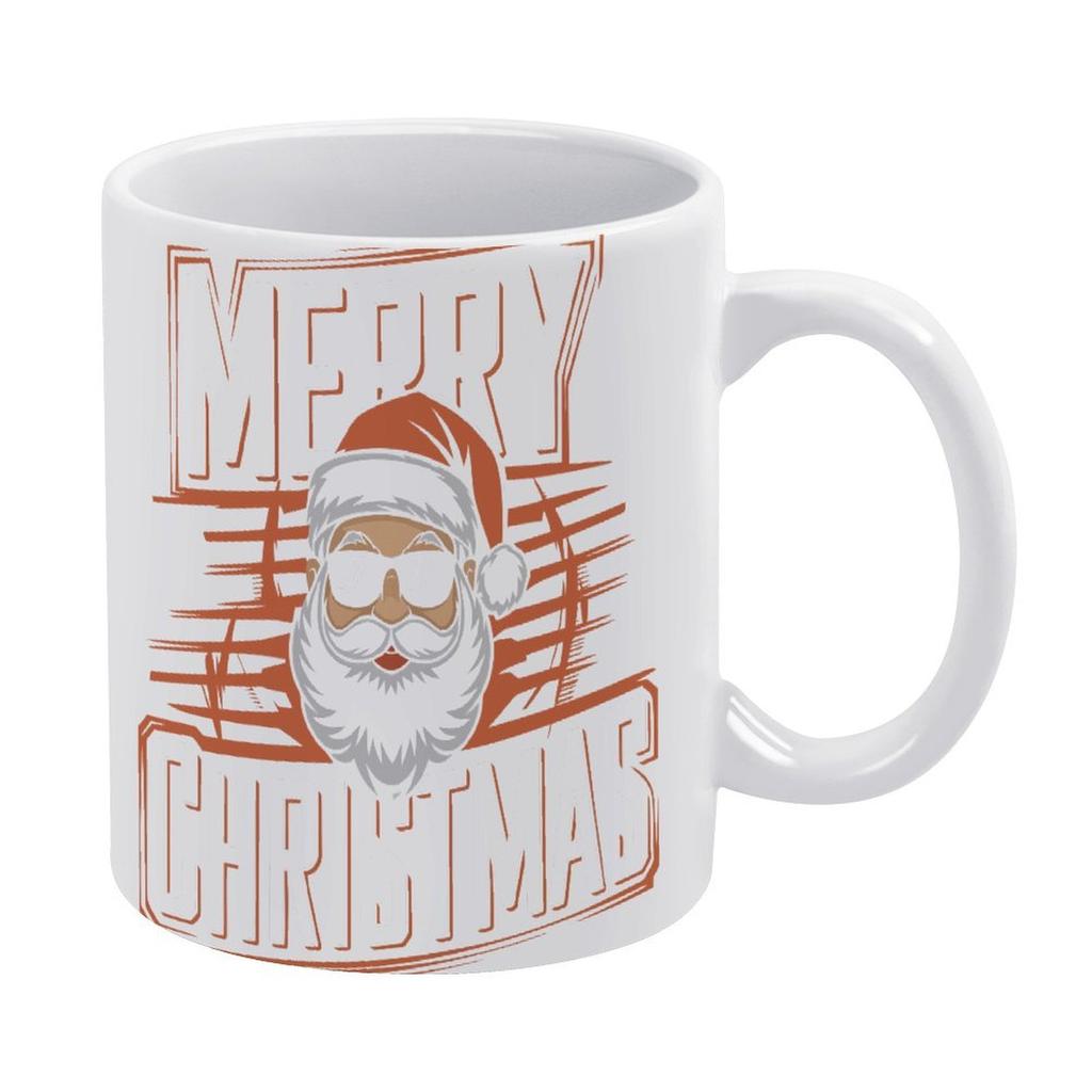 11oz White Ceramic Coffee Mug with Printed Sides and Heat-Resistant Surface, Great for Daily Hot Tea, Milk, Cocoa and Beverage Breaks