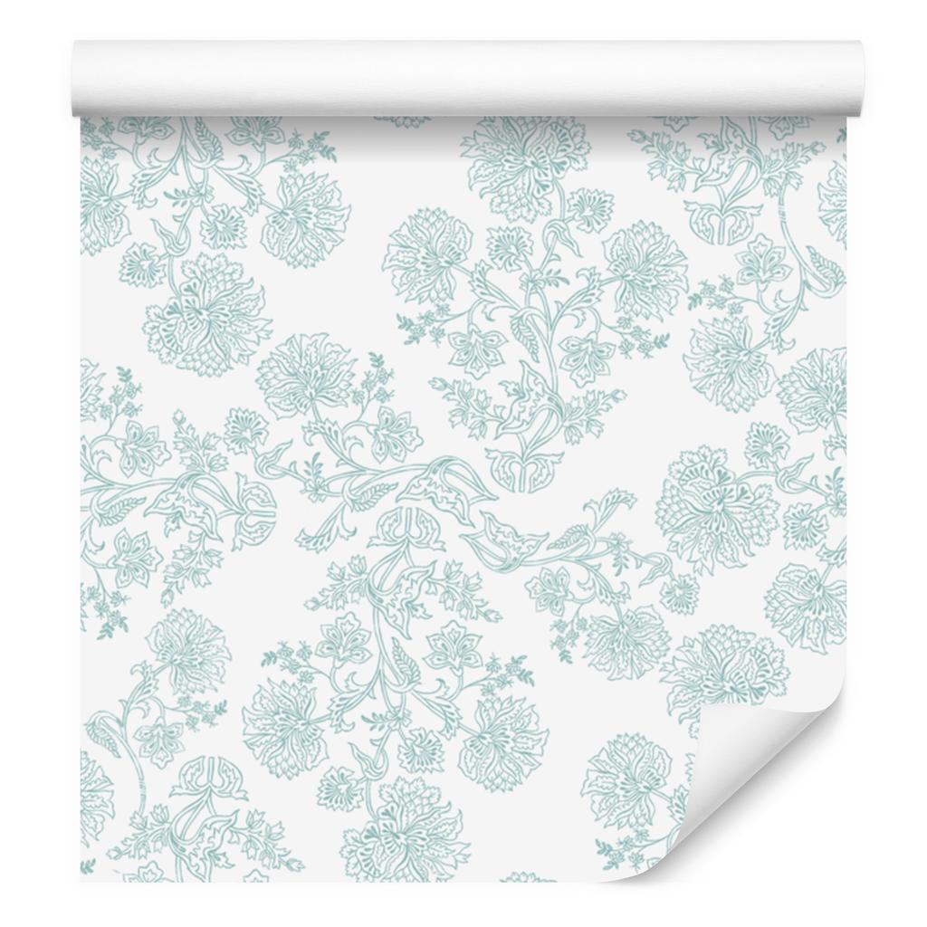 Wallpaper Flowers white and light gray, white background for living room and bedroom 50x1000