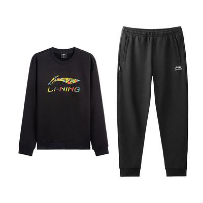 Li Ning Mode Ronde Hals Klassiek Sweatshirt Comfortabele Lange Broek Casual Sportpak Heren sweatshirt, broek, pak AWDVH37-3+AKLVC89-1