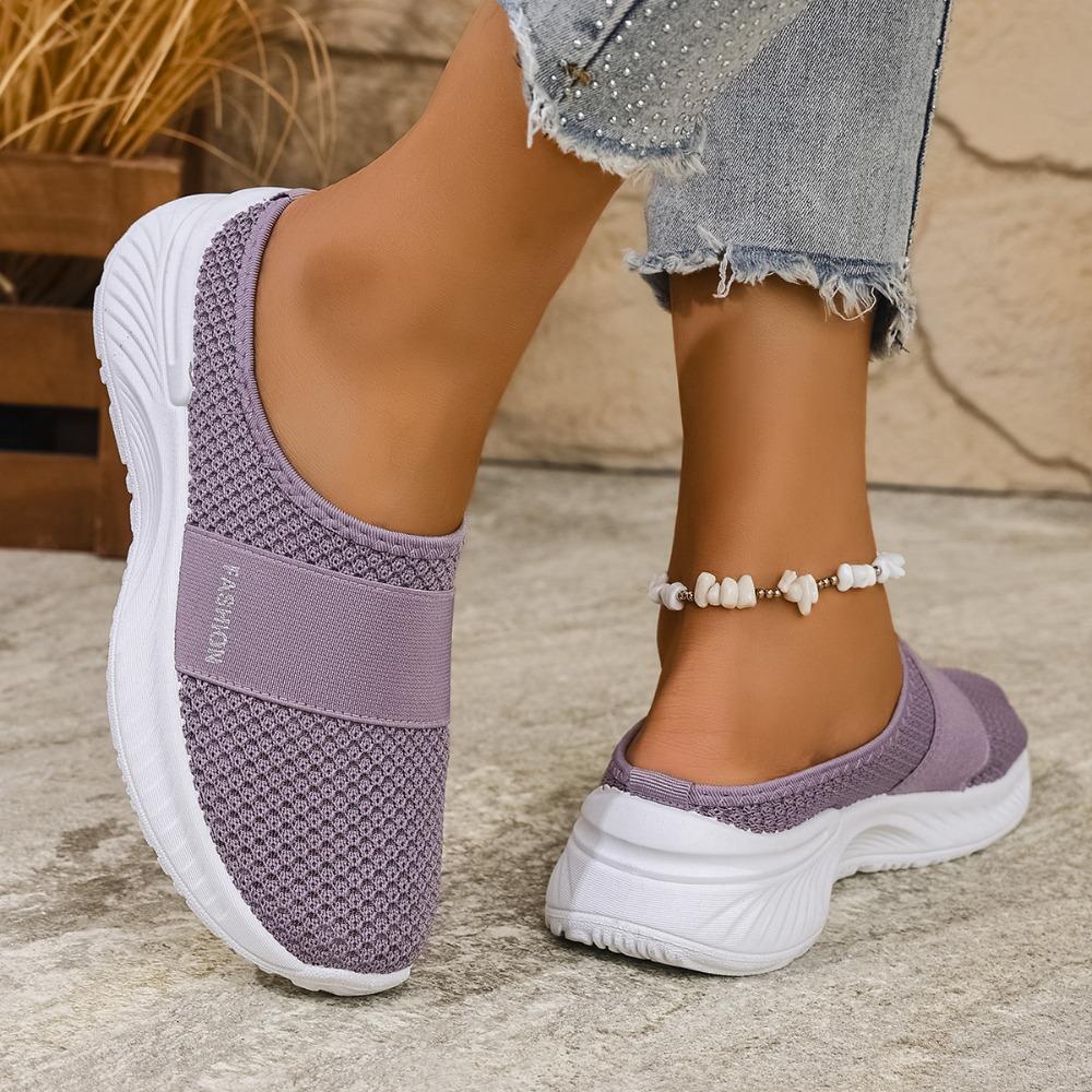 Women's Spring Summer Breathable Half Slippers, Comfortable Slip on Casual Shoes, Lightweight Fashion Walking Flats for Women