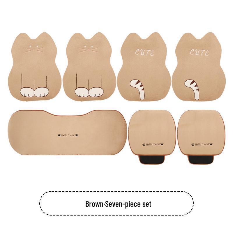 Cartoon Kitten Winter Plush Car Seat Cushion for Honda Civic, Haoying, XRV, Inspire, CRV