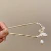 Gentle Butterfly Pearl Glaze Chinese U-Shaped Hairpin for Daily Wear