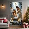 2D door banner Christmas curtain, polyester material, indoor/outdoor decoration