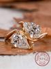 925 Silver Sparkling Double Water Drop Zircon Ring For Women Engagement Wedding Luxury High Quality Fine Jewelry
