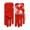 WTEMPO 1 Pair Cold-proof Full Finger Gloves Elegant Warm Bow Plush Bell Red Gloves Christmas Costume Decorative Accessories