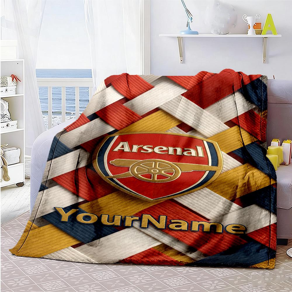 Arsenal Customize Your Name Blanket Cozy Customizable Blanket Soft Warm Cozy for Picnics Office Bed Home Decor Ideal for All Seasons