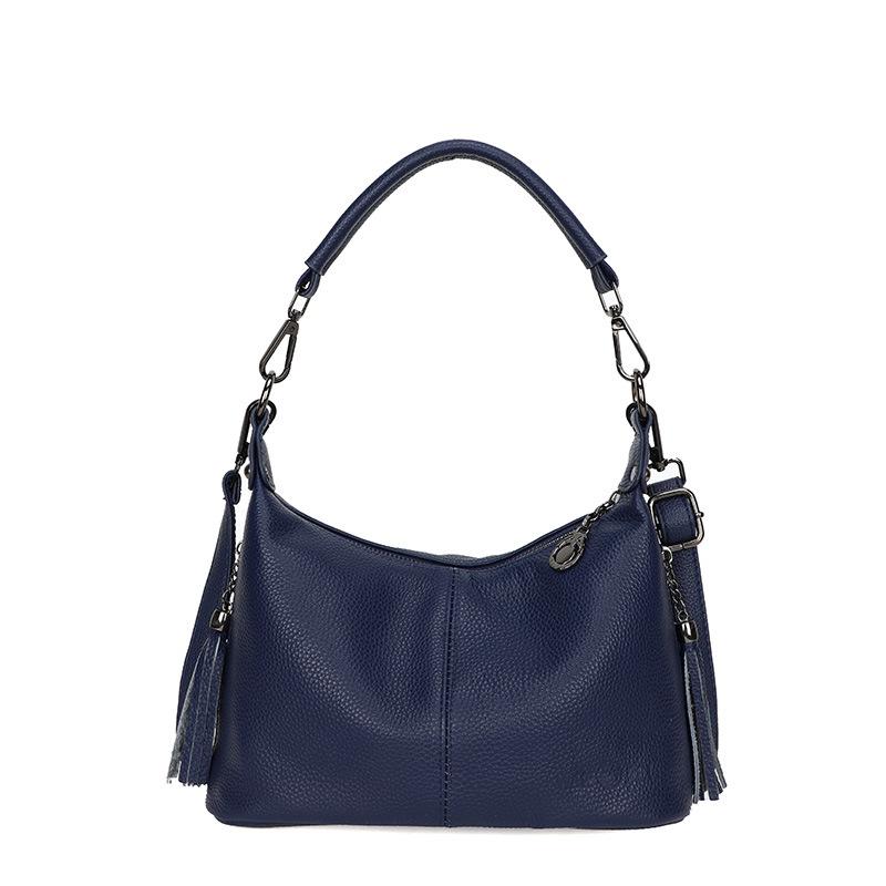 

First Layer Cowhide Middle-aged Women s Bag Fringed Mother Bag Genuine Leather Fashion Shoulder Messenger Bag Trendy Atmosphere Handbag синій