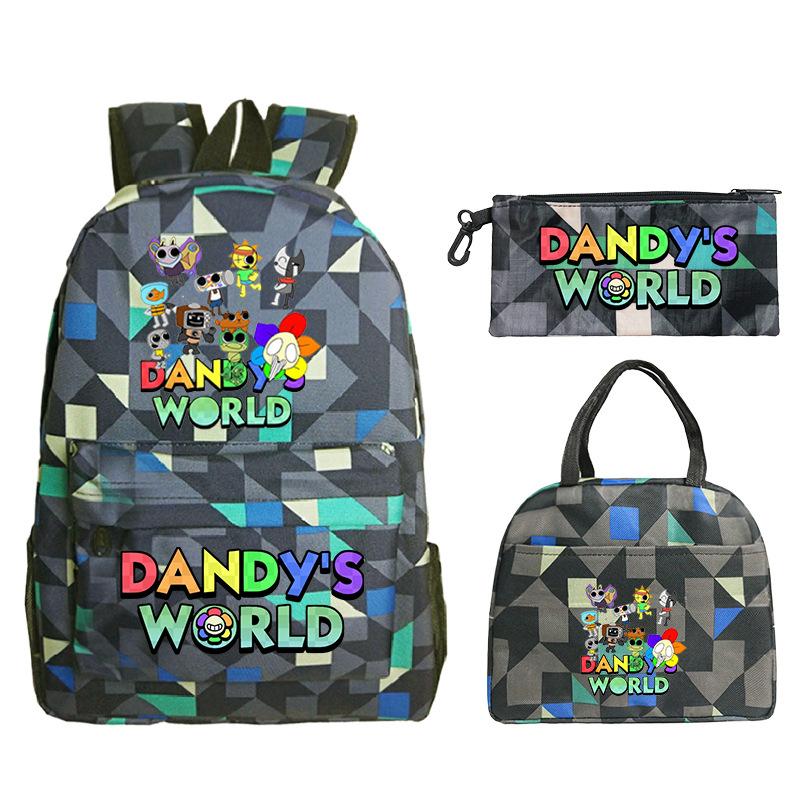 Dandy's World Game Merchandise Printed Children's School Bag Set Teen Backpack Three-piece Set