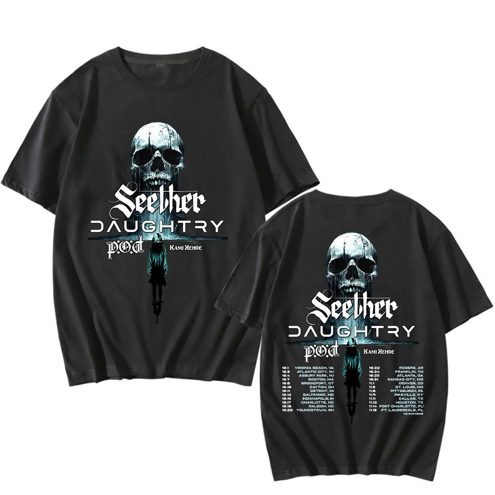 SEETHER a DAUGHTRY Společné turné 2025 Tričko Letní bavlněná trička s krátkým rukávem pro muže Unisex Streetwear Pánské oblečení