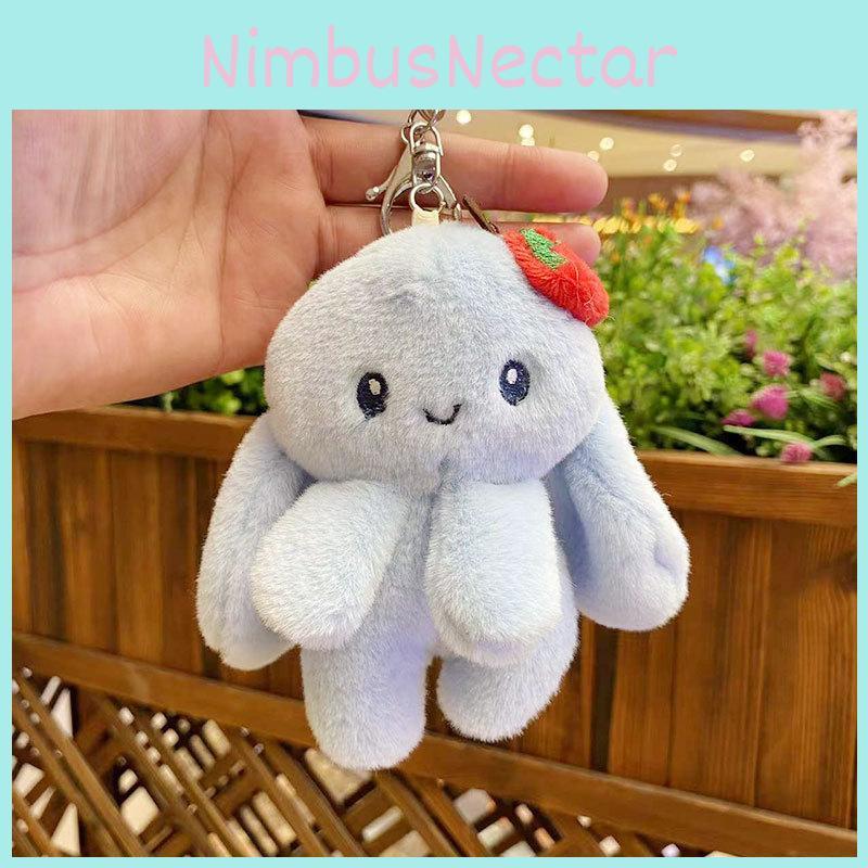 Charming Plush Strawberry Rabbit Keychain Soft Toy Couples Backpack Charm Gift
