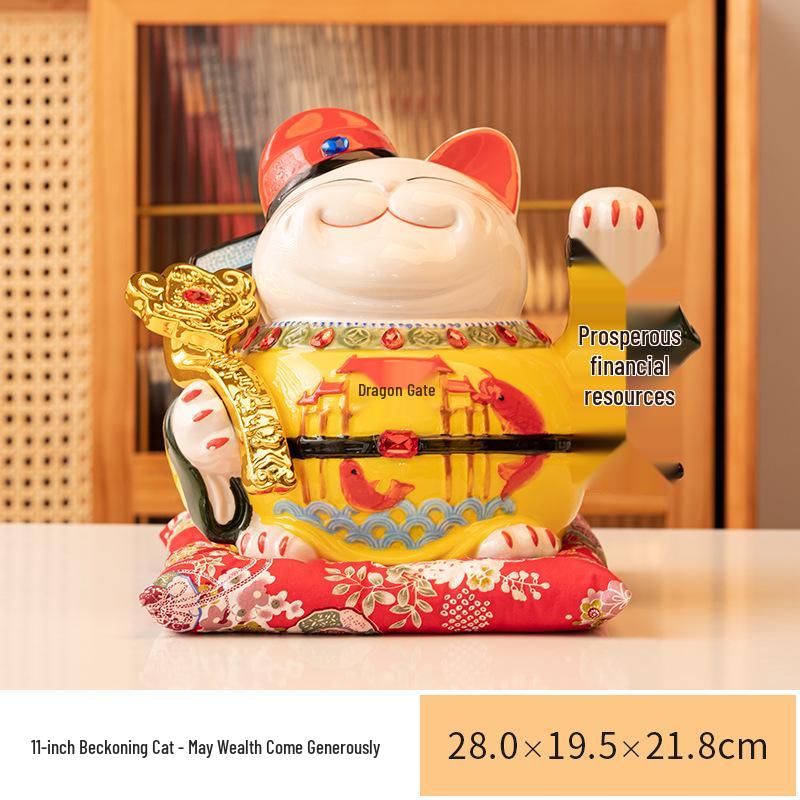 Lucky Cat Ceramic Piggy Bank | Creative Japanese Ornament | Cute Mini Gift for Birthdays or Store Opening