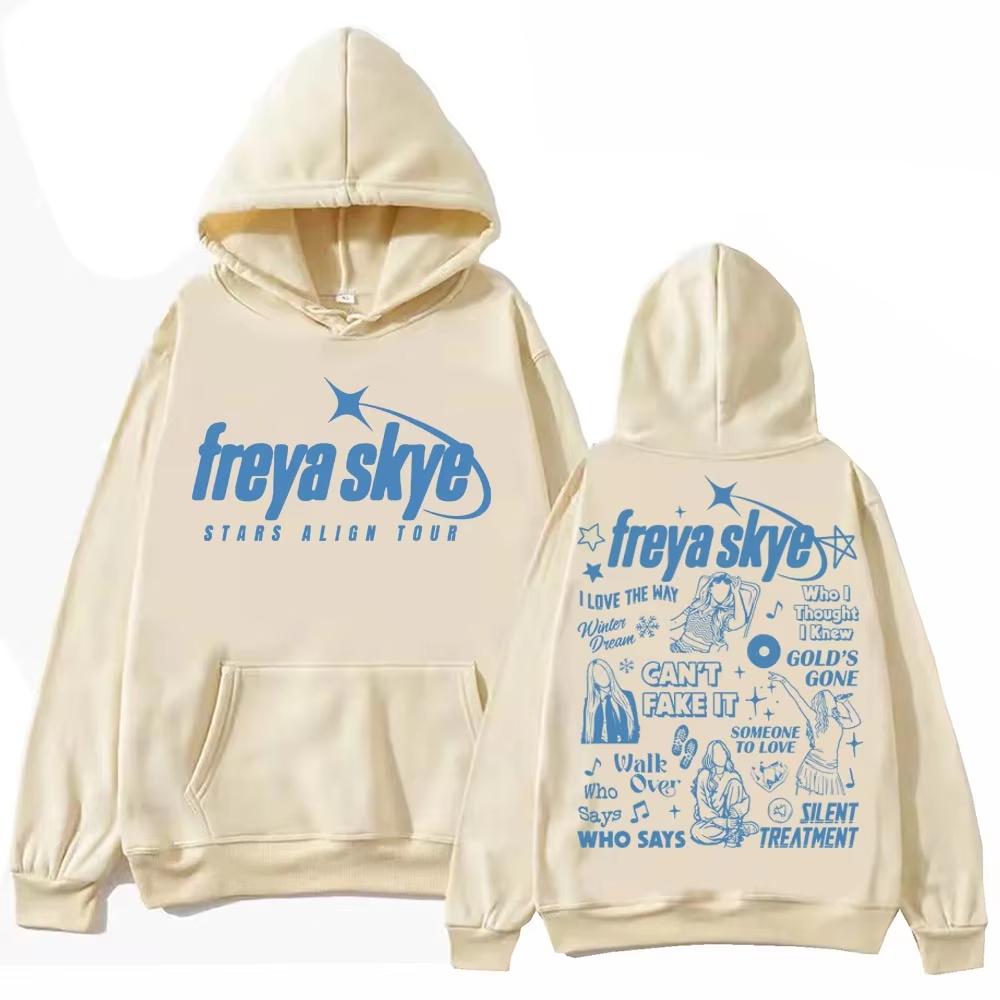 Felpa con Cappuccio Grafica Freya Skye Stars Align Tour Unisex Merchandising Cantante Pop Felpa con Cappuccio Stampa Lista Canzoni Musica Concerto Streetwear Top per Fan di Musica