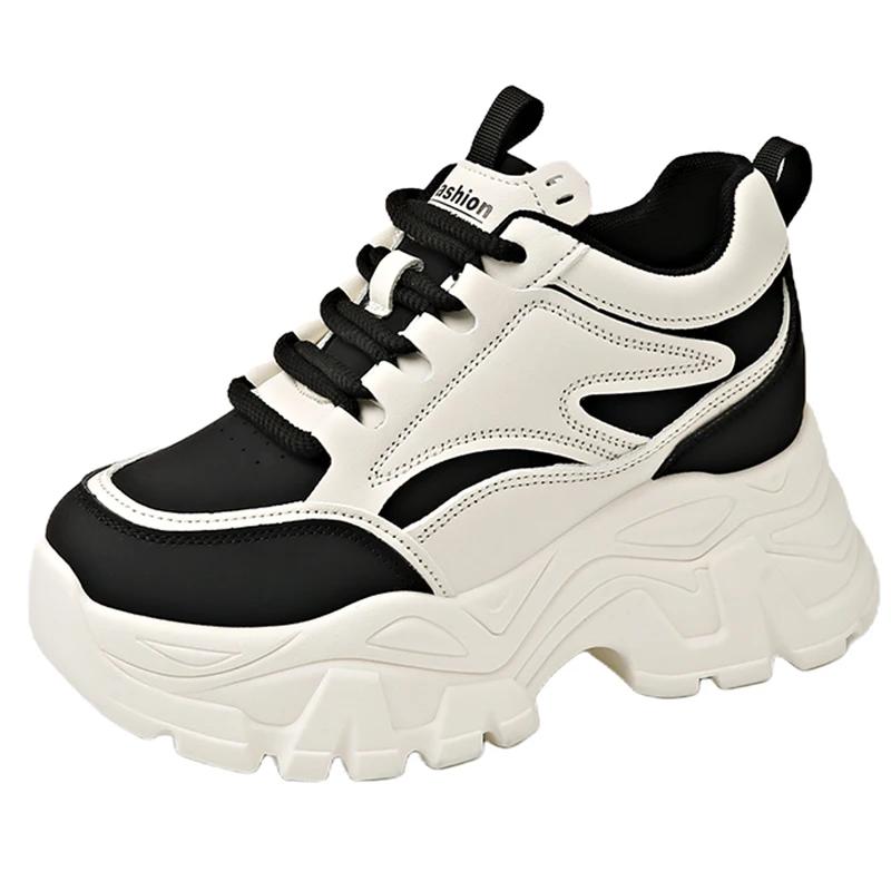 Fashion Women Sneakers Chunky Platform Sneakers Women Lace-Up Thick Bottom Vulcanzied Shoes Female Non-Slip Sports Shoes Running Shoes