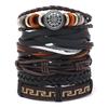 European and American Personalized Retro Men's Leather Bracelet Hand Rope Diy6-piece Set Cowhide Woven Retro Bracelet with Jewelry