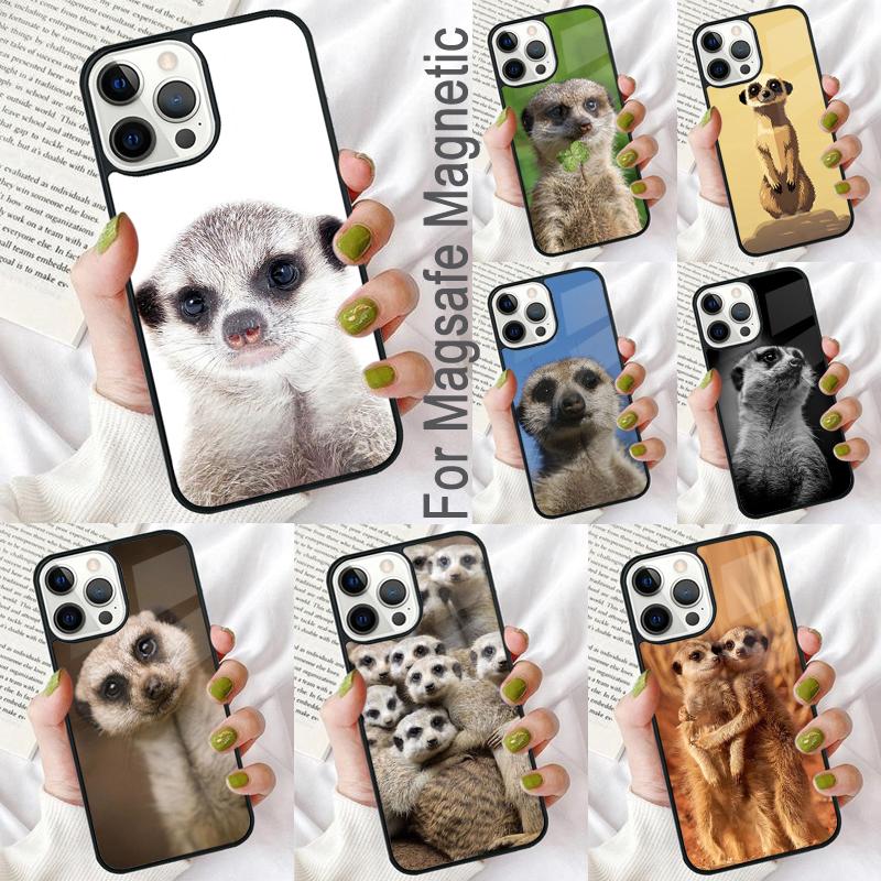 Cute Baby Meerkat Soft Phone Case for iPhone 17 Air 16e Pro Max 15 Pro 13 14 Plus 11 12 MagSafe Magnetic Coque