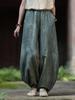 Damen-Retro-Leinenhose mit Batikmuster und weitem Bein im Laternen-Stil