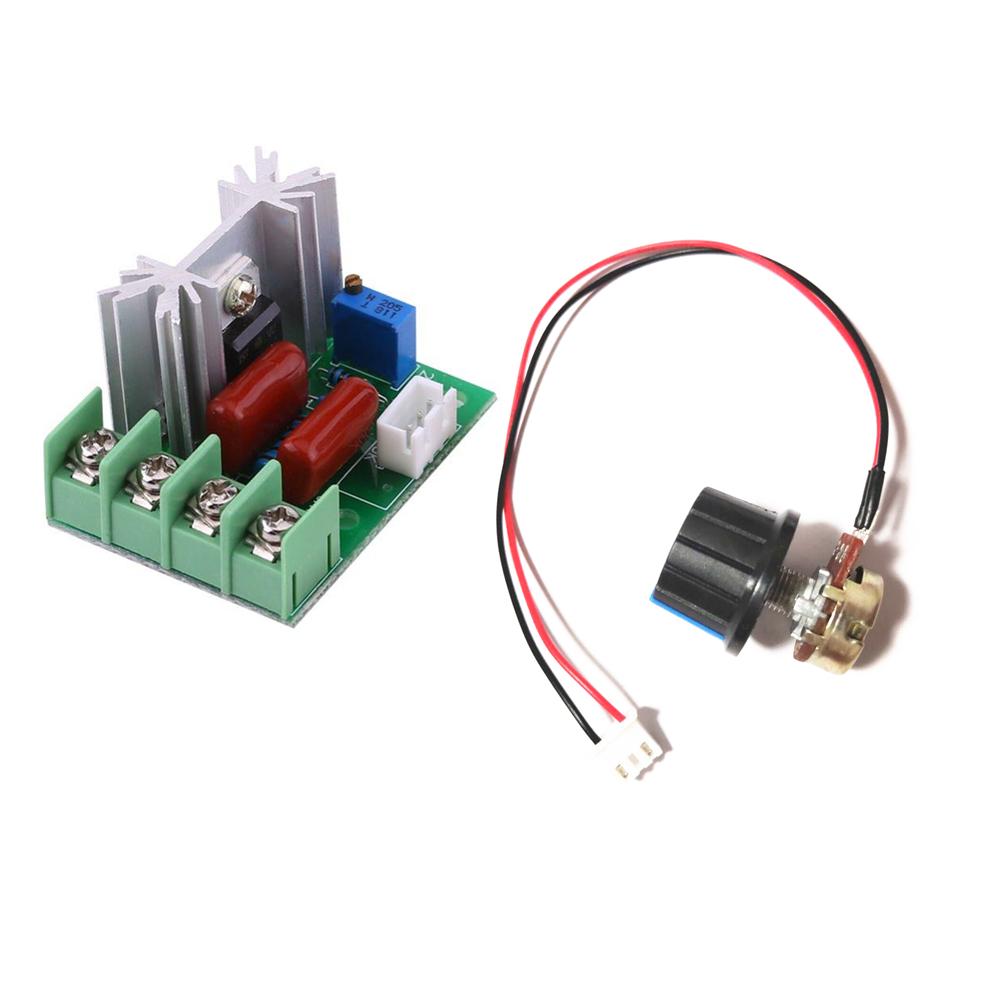 

AC 220V 2000W SCR Voltage Regulator LED Dimming Dimmers 2000W High Power Motor Speed Controller Governor Module W/ Potentiometer темно-синього кольору