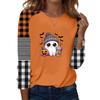 Women's Halloween Print Long Sleeve Round Neck Tunic Top Casual Blouse for Fall Parties