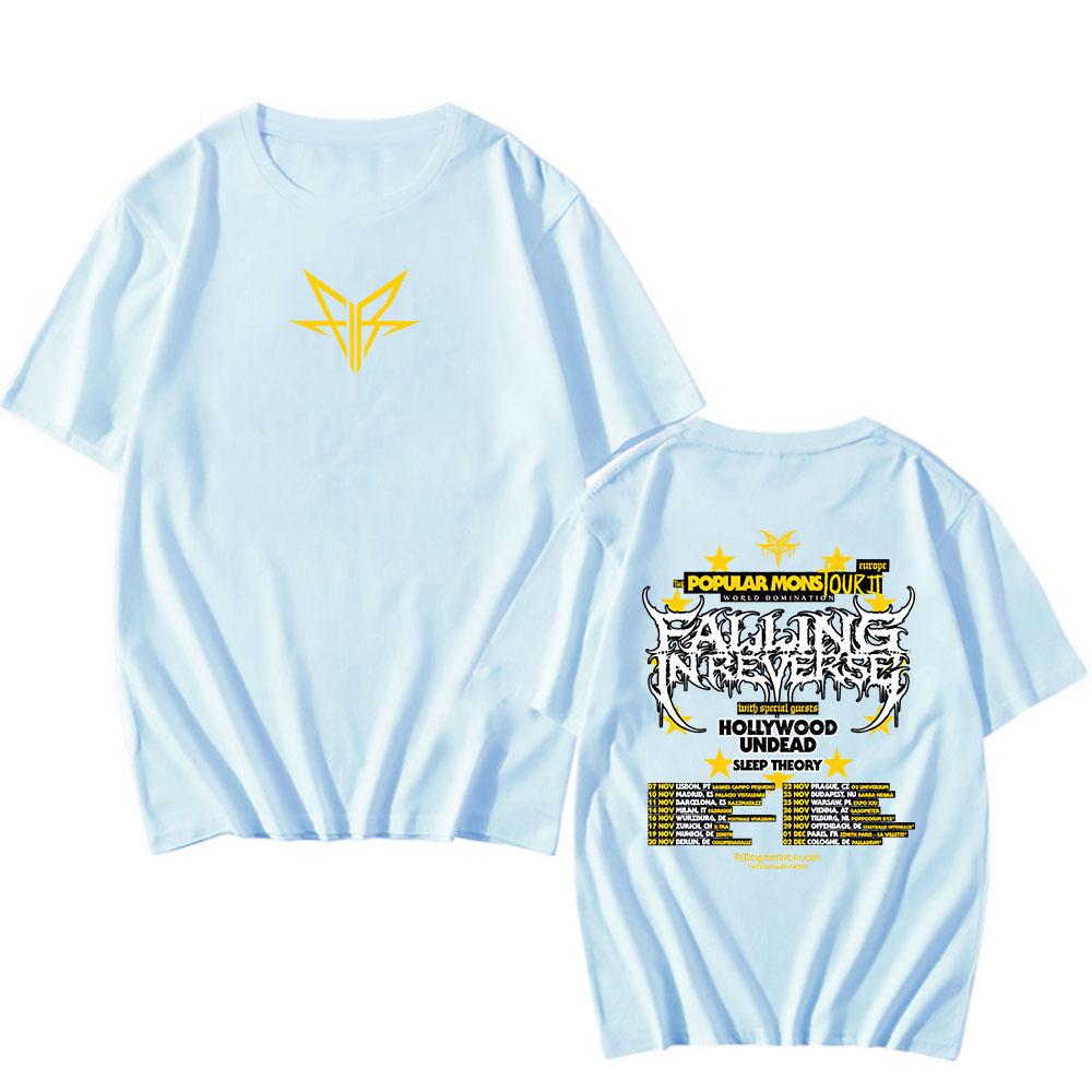 Falling In Reverse The Popular Mons Tour T-shirt Short Sleeve Cotton Summer Tshirts Hip Hop Streetwear Men Clothes Graphic Tees