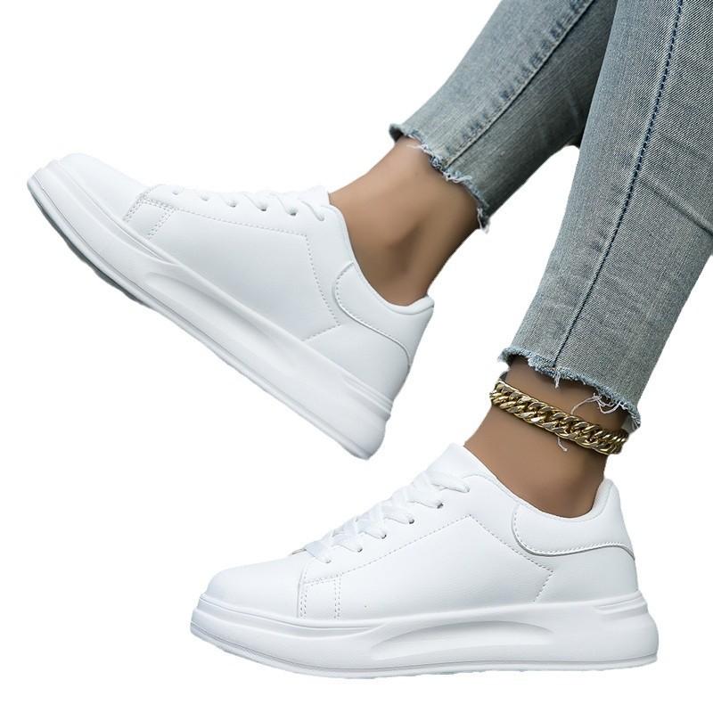 Plus Size Shoes for Men 36-45 Autumn Fashion Lace Up Platform Flats Casual Sneakers Women Couples White Shoes Men Shoes Footwear