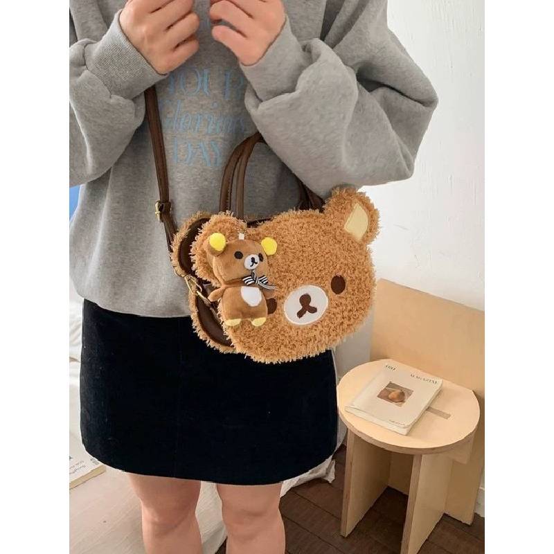 Rilakkuma Plush Cartoon Shoulder Bag For Daily Use With Storage For Teens And Women
