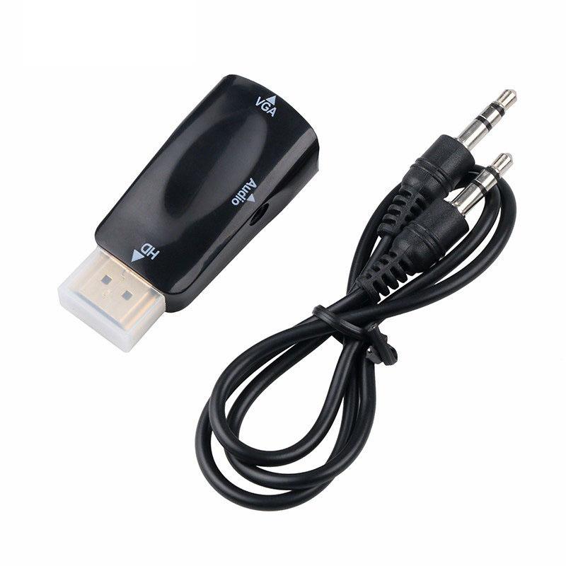 HDMI-kompatibler zu VGA-Kabelkonverter Stecker auf Buchse Konverteradapter mit 3,5-mm-Klinken-Audiokabel 1080P für PC Laptop Tablet