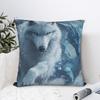 Weißer Wolf und Blauer Drache Kissenbezüge Vintage Kissenbezug für Sofa Schlafzimmer Heimdeko Design Kissenbezug